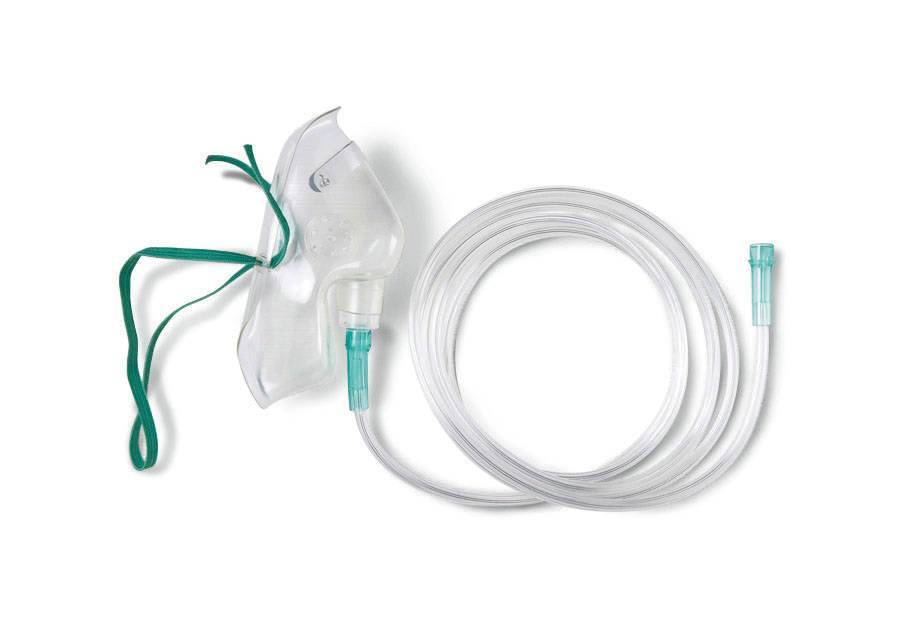 Masque à concentration moyenne pour inhalation d'oxygène - avec tube d